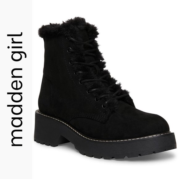 Madden Girl Shoes - NWT Madden Girl Carra Faux-Fur Combat Booties 7
